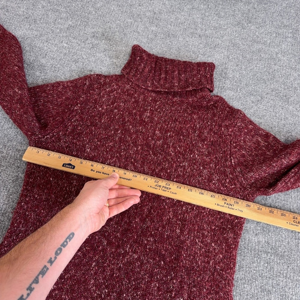 LL Bean Sweater Women Medium Red Burgundy Wool Blend Turtleneck Tunic Flecked - Picture 5 of 8